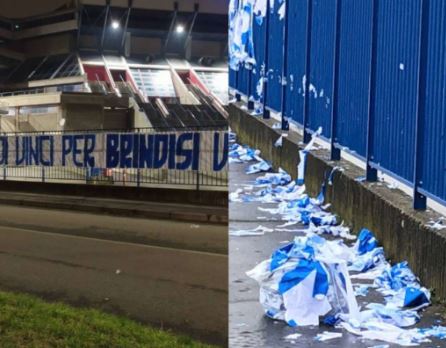 Striscione dei tifosi di Brindisi distrutto: il comunicato dell’Olimpia Milano