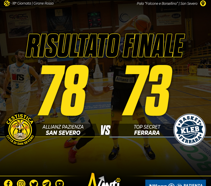 Terzo successo di fila per San Severo. Ferrara al tappeto 78-73