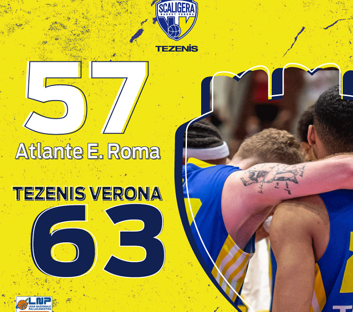 Verona ancora vincente. Eurobasket Roma battuta 57-63 e le vittorie di fila diventano otto